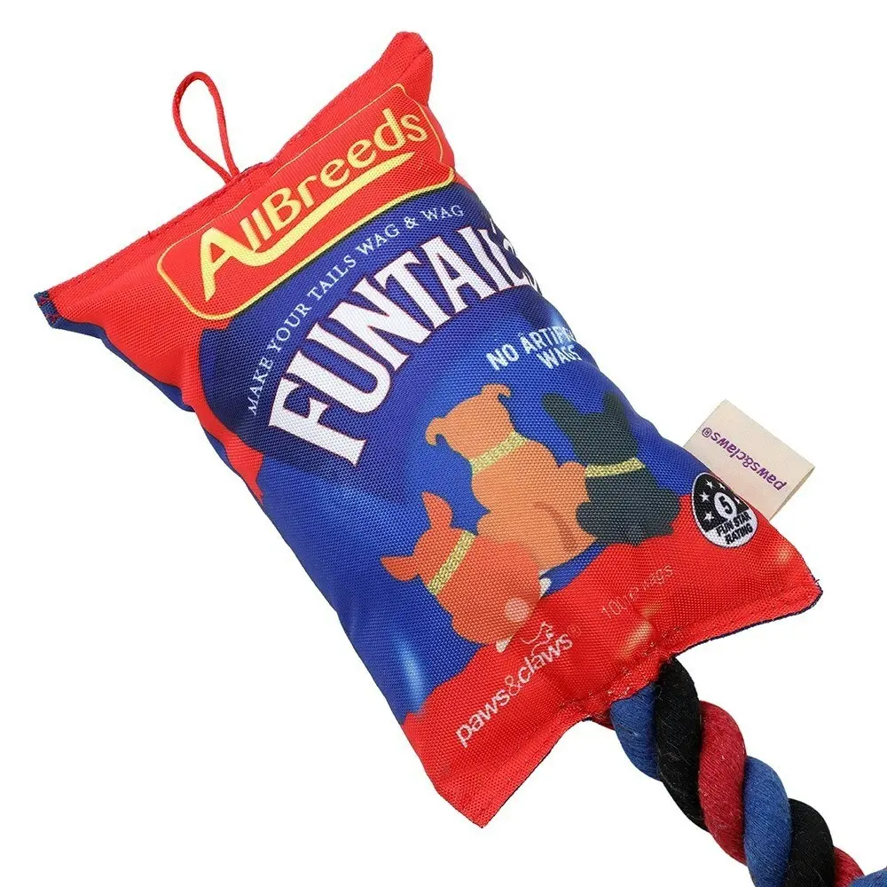 Paws & Claws Funtails Pet/Dog 39cm Lollies Snacks Oxford Tugger w/ Rope Fun Toy