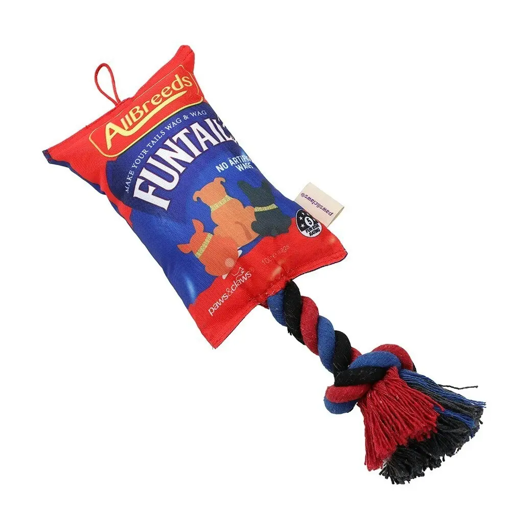 Paws & Claws Funtails Pet/Dog 39cm Lollies Snacks Oxford Tugger w/ Rope Fun Toy