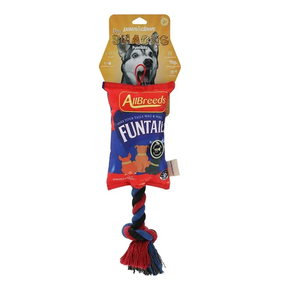 Paws & Claws Funtails Pet/Dog 39cm Lollies Snacks Oxford Tugger w/ Rope Fun Toy