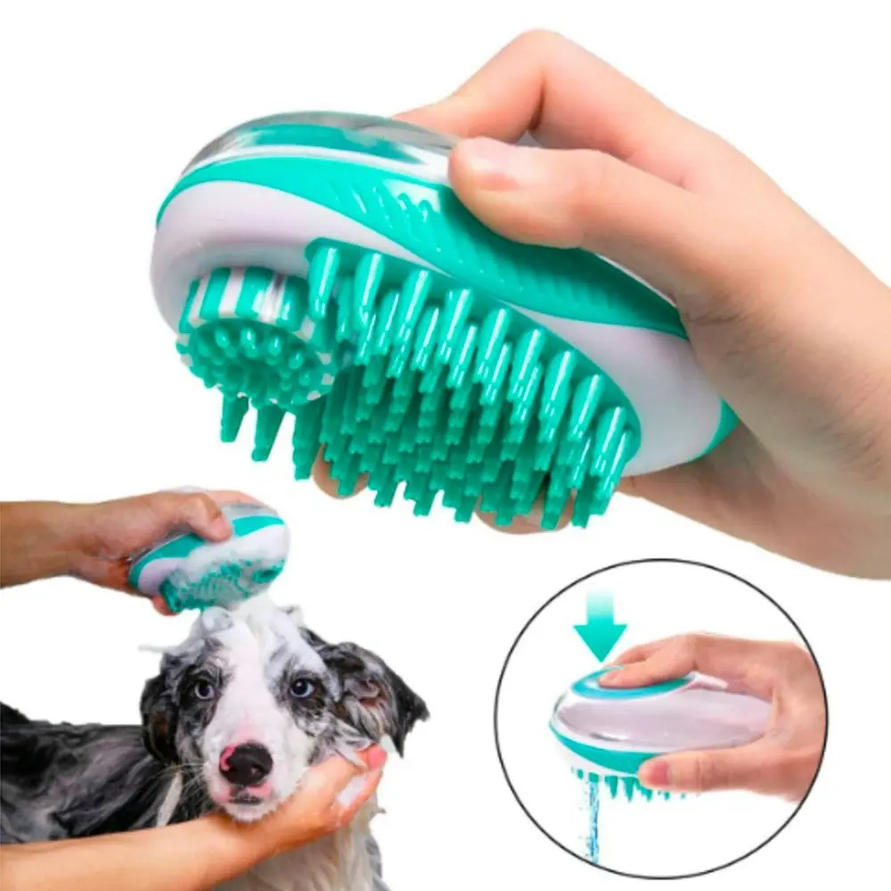 M-Pets Rubeaz Soap Dispenser & Massage Brush Pet Wash/Cleaning Grooming Tool GRN