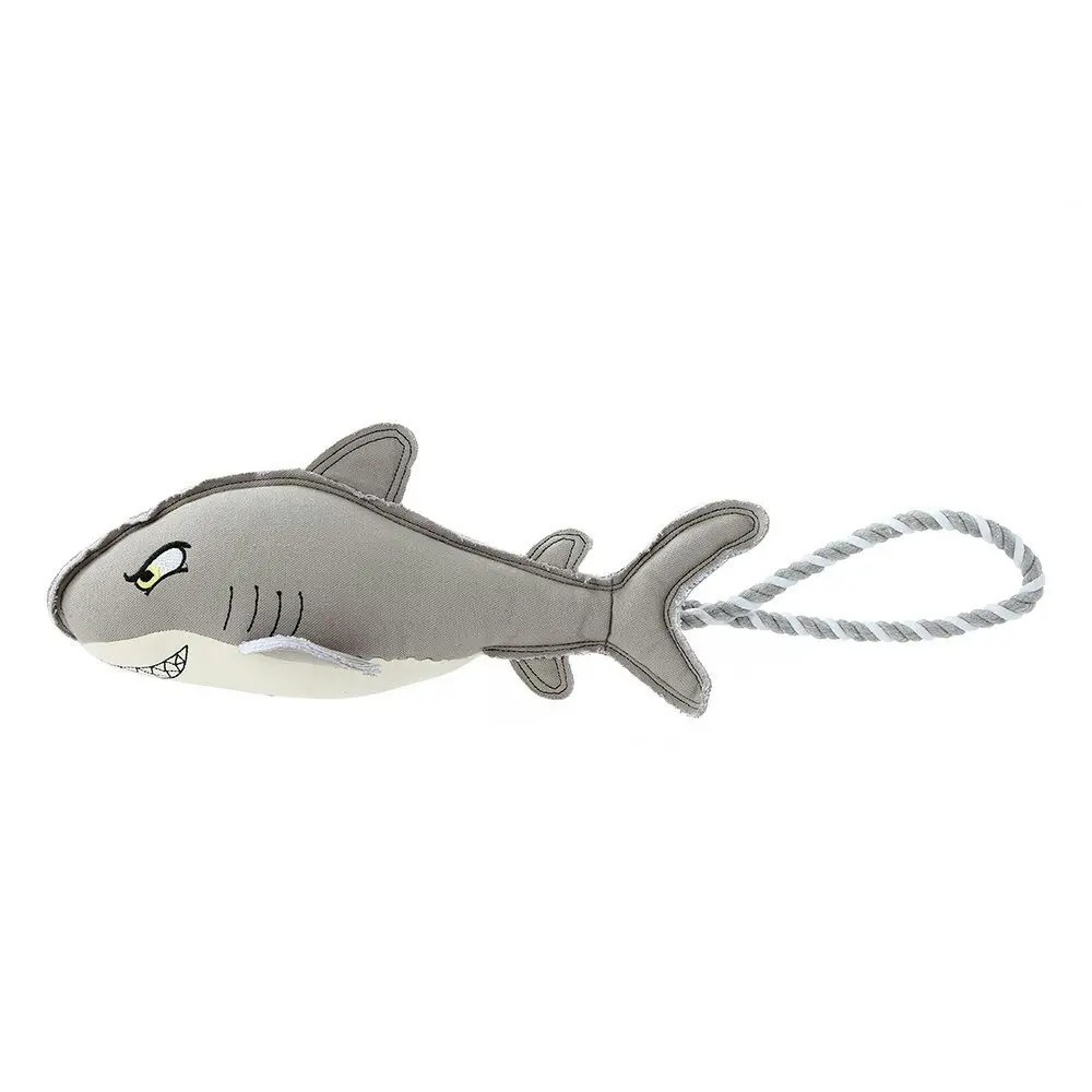 Paws & Claws Pet/Dog 60cm Savage Shark Canvas Rope Tugger Toy w/ Squeaker Grey