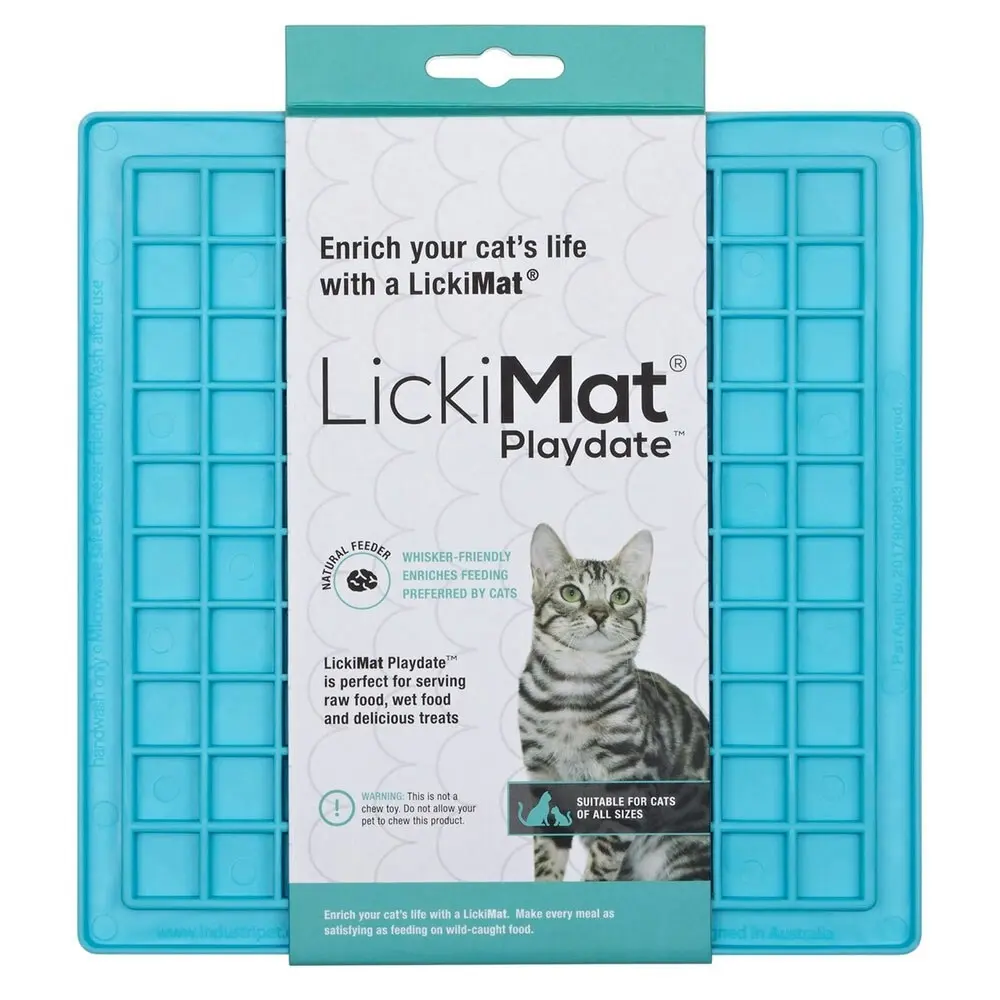 Lickimat 20cm Playdate Cat Mat Feeder Wet/Dry Liquid Food Training Pad Turquoise