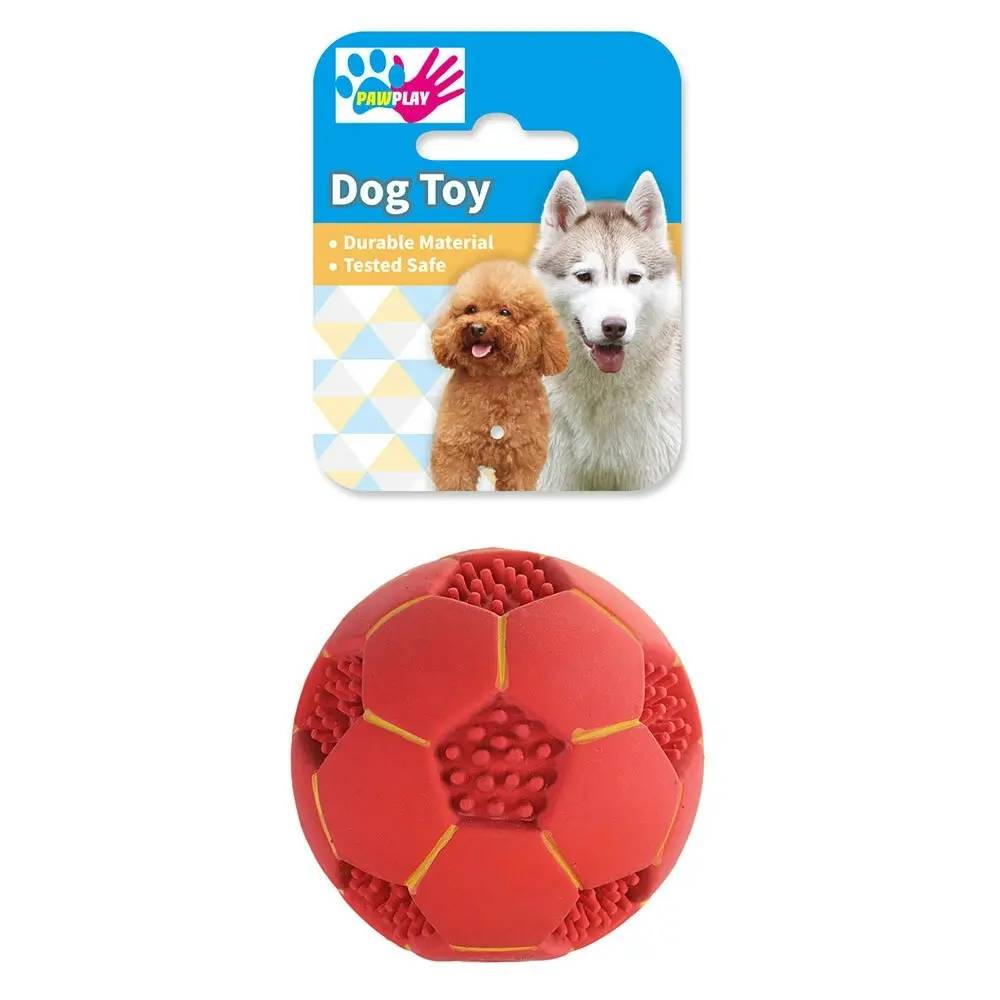 Paw Play 10cm Latex Nobby Soccer Ball Squeak Pet/Dog/Cat Chew/Play Toy Red