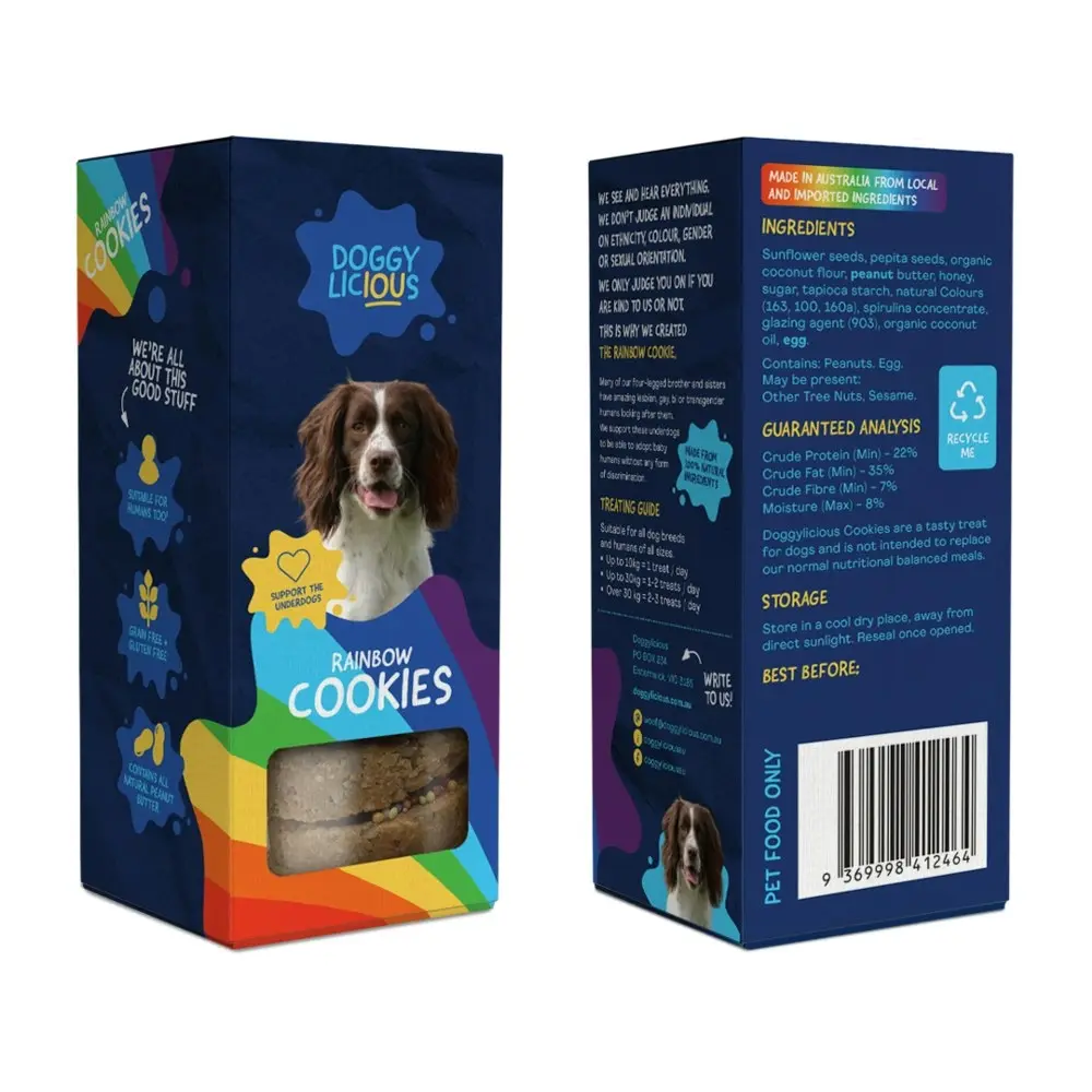 Doggylicious Rainbow Cookies Dog/Pets Treats/Food/Snack 180g Gluten/Grain Free