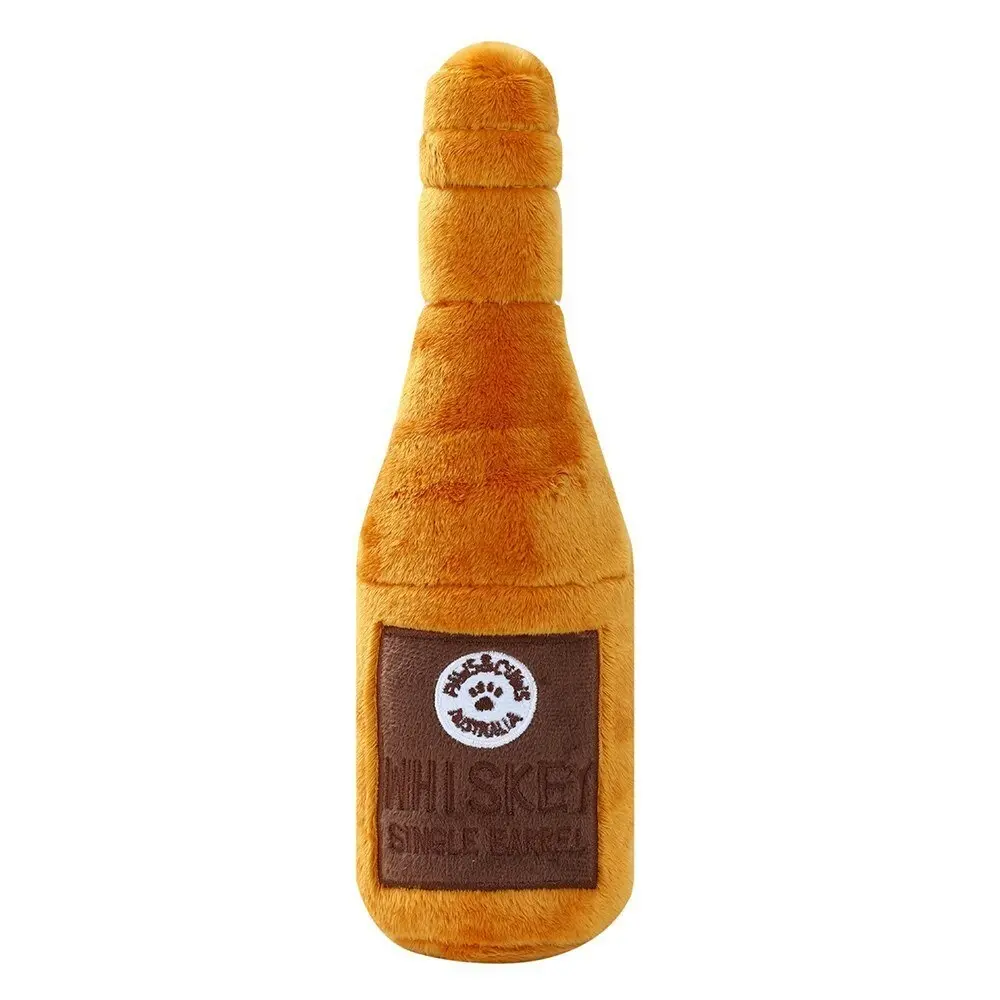 Paws & Claws Pet/Dog 31x10cm Whiskey Bottle Shop Soft Plush w/Squeaker Toy Brown