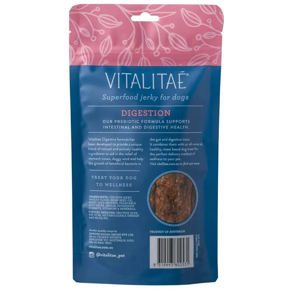 Vitalitae Dog/Pet 150g Jerky Digestion w/ Hemp Oil/Protein Food Healthy Treats