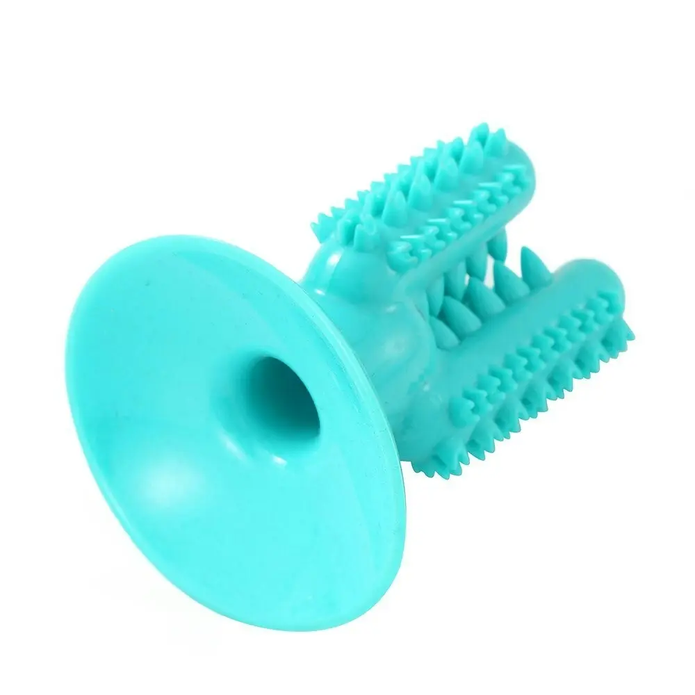 2x Paws & Claws 13cm Cactus Suction Brush Dental Treat Pet Dog Rubber Toy Teal