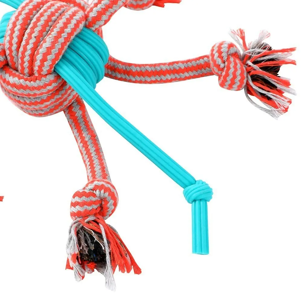 Paws & Claws 30cm Stretch & Fetch TPR/Braided Rope Ball Pet Dog Chew Fun Toy