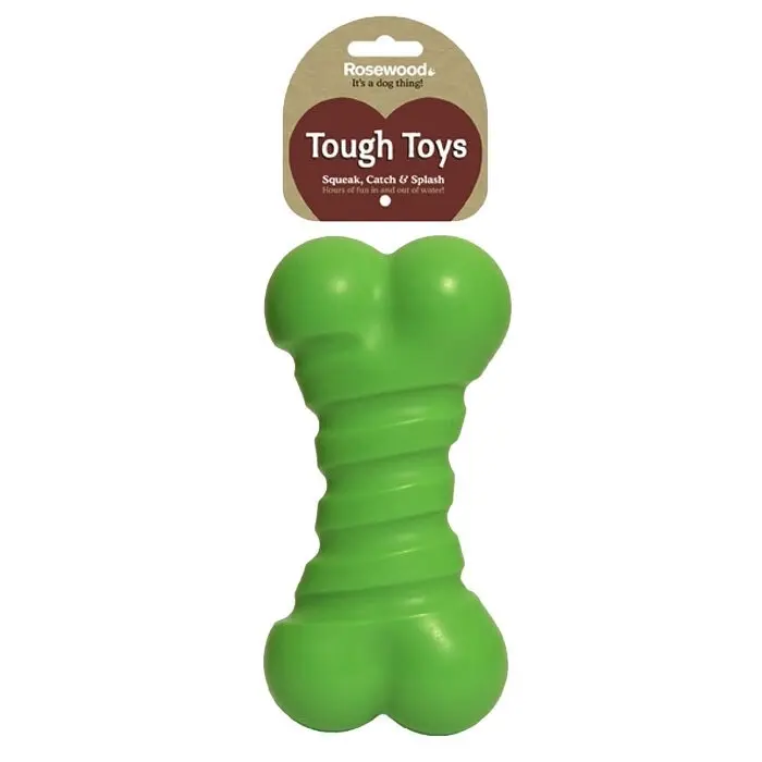 Rosewood Dog Pet 18cm Floating Squeaky Tough Bone Toy Rubber Interactive Play