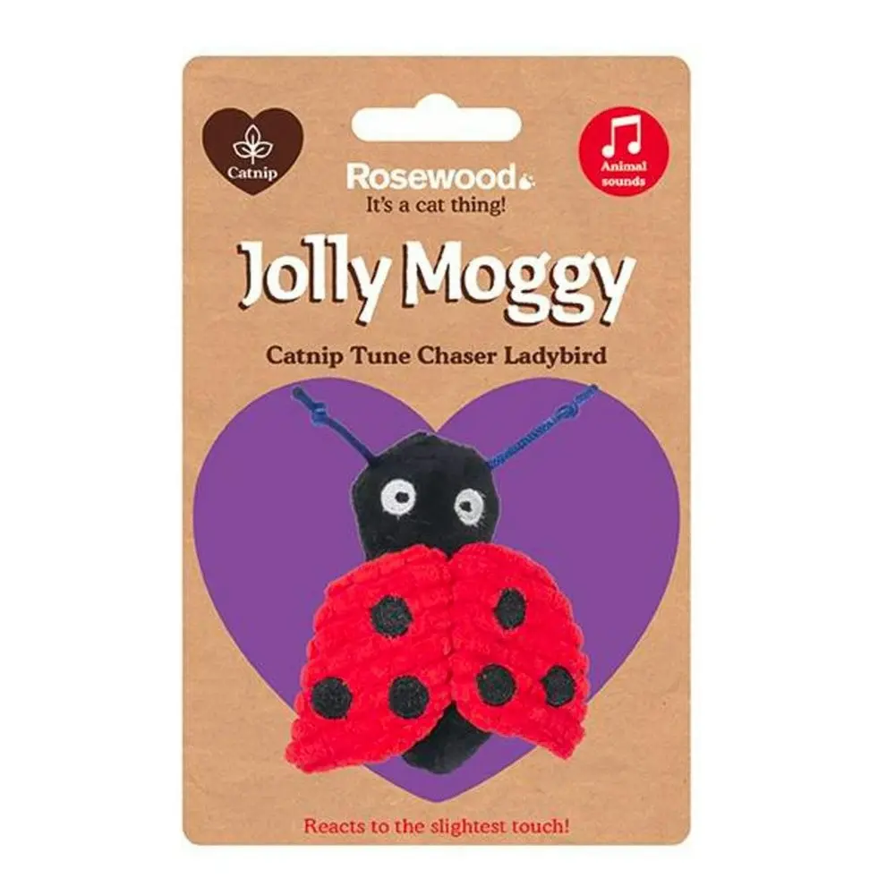 Rosewood Pet Jolly Moggy Catnip Animal Tune Ladybird Interactive Sound Cat Toy