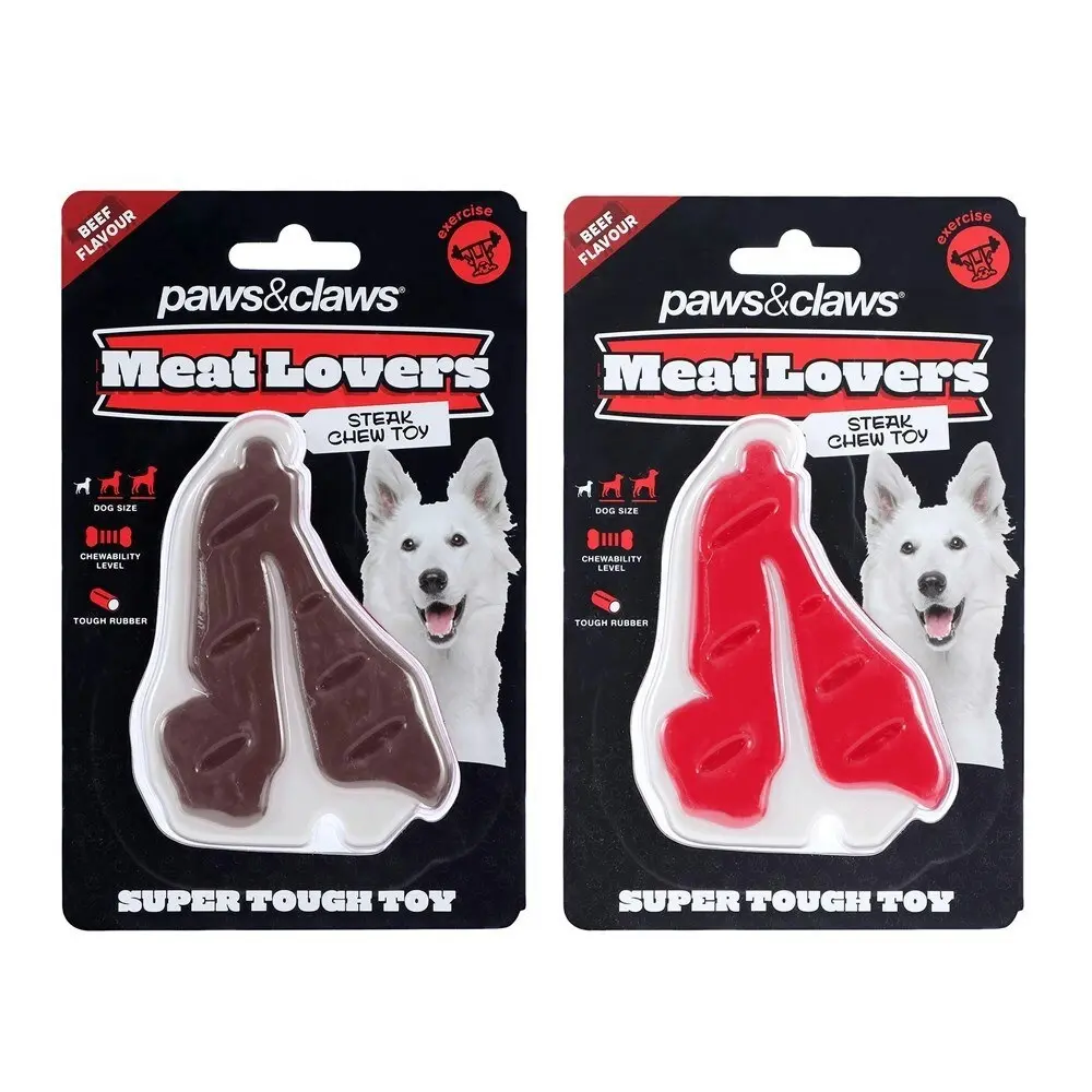 Paws & Claws 11x8x2cm Meat Lovers Flavoured Steak Dog/Pet Chew Toys Assorted