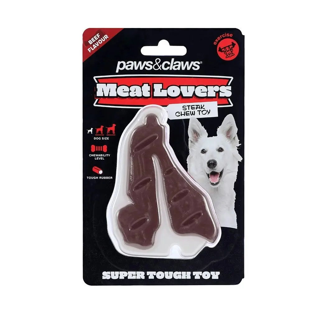 Paws & Claws 11x8x2cm Meat Lovers Flavoured Steak Dog/Pet Chew Toys Assorted