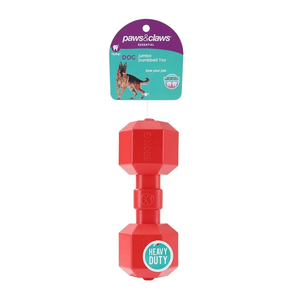 2x Paws & Claws 19.5cm Heavy Duty TPR Pet Jumbo Dumbbell Play/Chew Toy Assorted