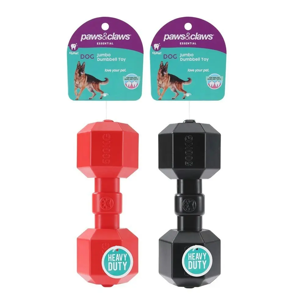 2x Paws & Claws 19.5cm Heavy Duty TPR Pet Jumbo Dumbbell Play/Chew Toy Assorted