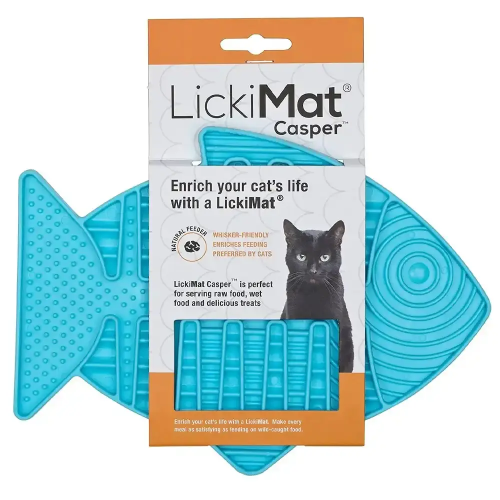 Lickimat Casper Pet Cat Licking Raw Food/Snack Meal Patterned Feeder Turquoise