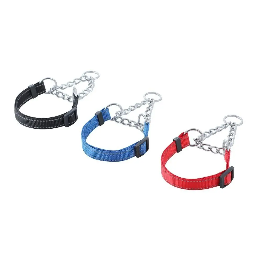 3x Paws & Claws Chain Pet Training Collar Med 36-50cm Adjustable w/ Webbing Asst