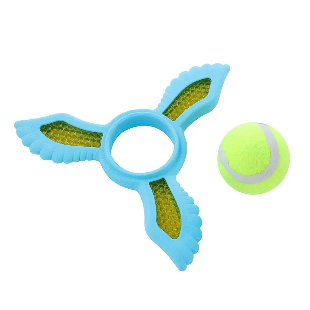 Paws & Claws 21.9x19.5x6cm Fetch Flyer Foam Dart w/ Tennis Ball Dog/Pet Toy Blue