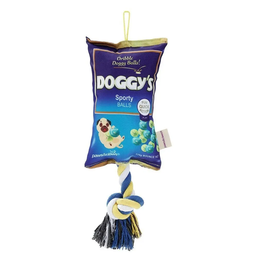 2x Paws & Claws 25cm Doggy's Balls Snacks Oxford Tugger Pet Play Toy w/Rope Asst