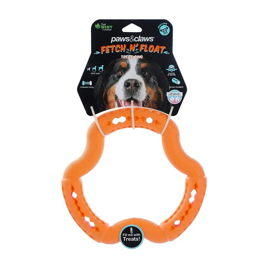 Paws & Claws 21x21x3.6cm Fetch N' Play Treat Ring Dog/Pet Rubber Toy Assorted