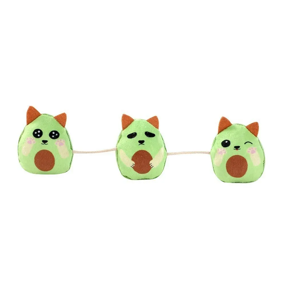 2x Paws & Claws Pet/Cat Plush Avocado Dangler Interactive Toy w/Crinkle/Catnip