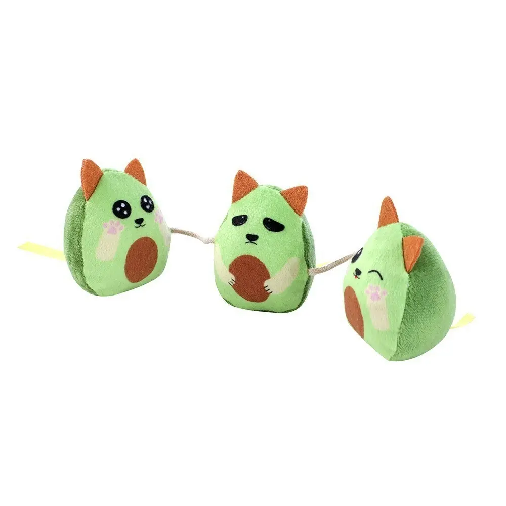 2x Paws & Claws Pet/Cat Plush Avocado Dangler Interactive Toy w/Crinkle/Catnip