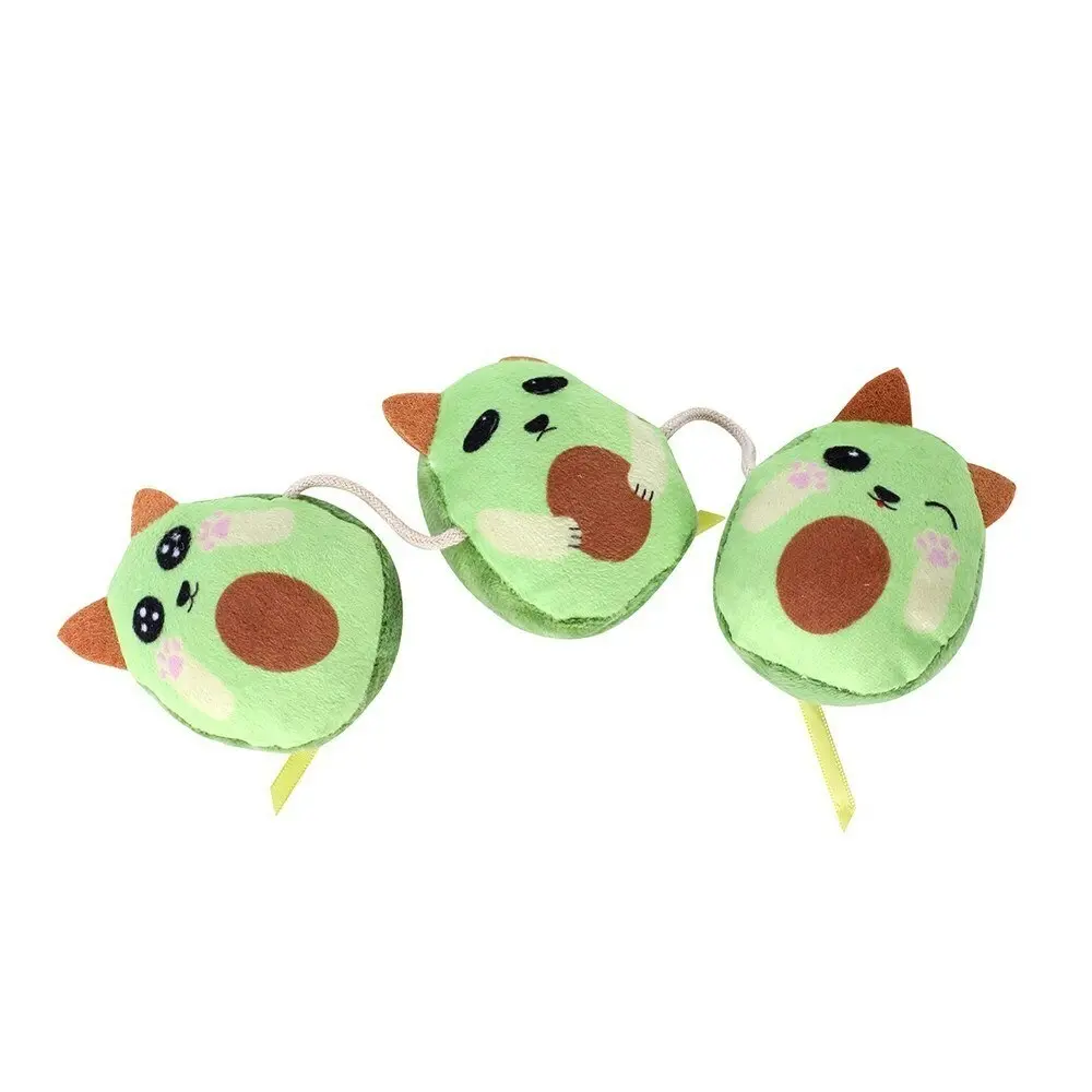 2x Paws & Claws Pet/Cat Plush Avocado Dangler Interactive Toy w/Crinkle/Catnip