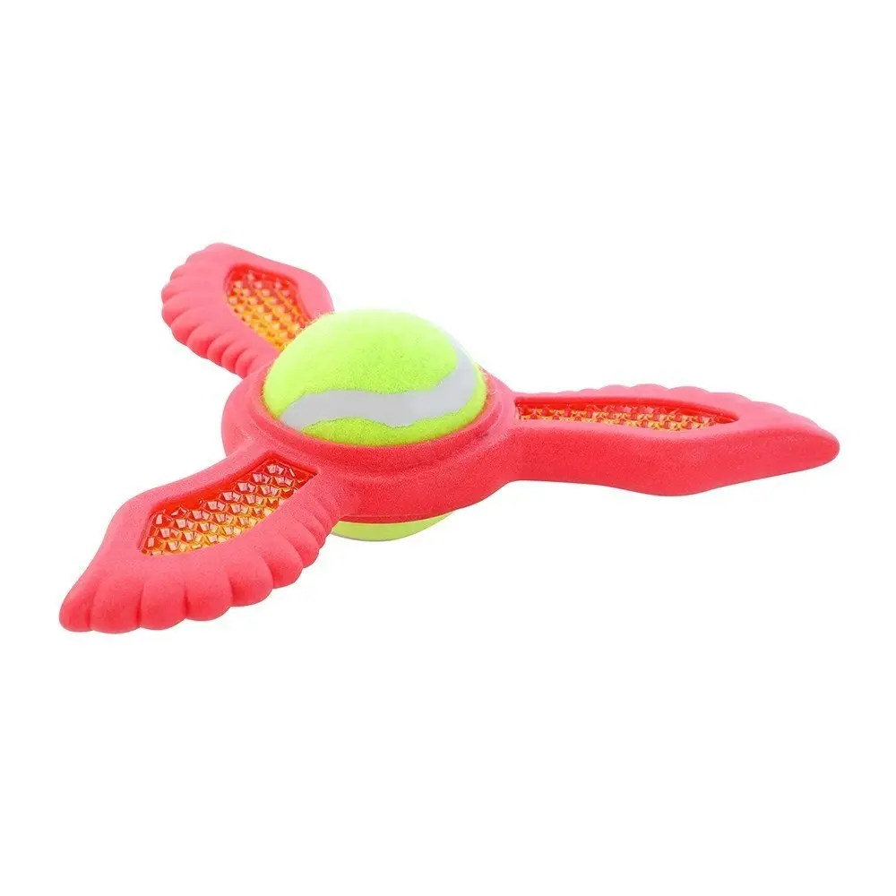 Paws & Claws 21.9x19.5x6cm Fetch Flyer Foam Dart w/ Tennis Ball Dog/Pet Toy Red