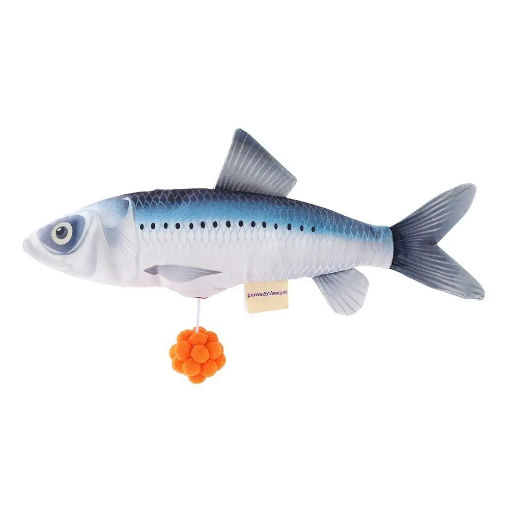 2x Paws & Claws Plush Fish Surprise Pet Interactive/Play Toy 30cm w/ Catnip Blue