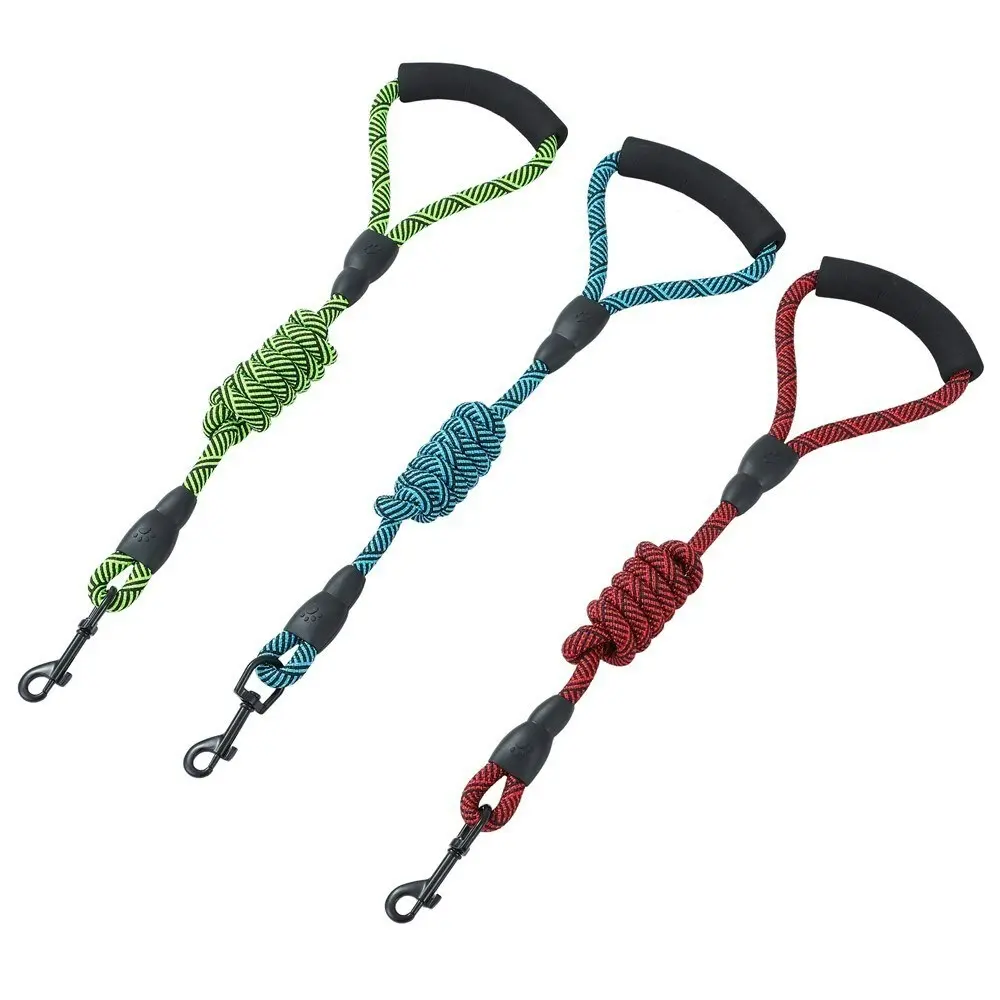 2PK Paws & Claws 120cm Rope Pet Dog Walking Sponge Handle Lead/Leash  Assorted