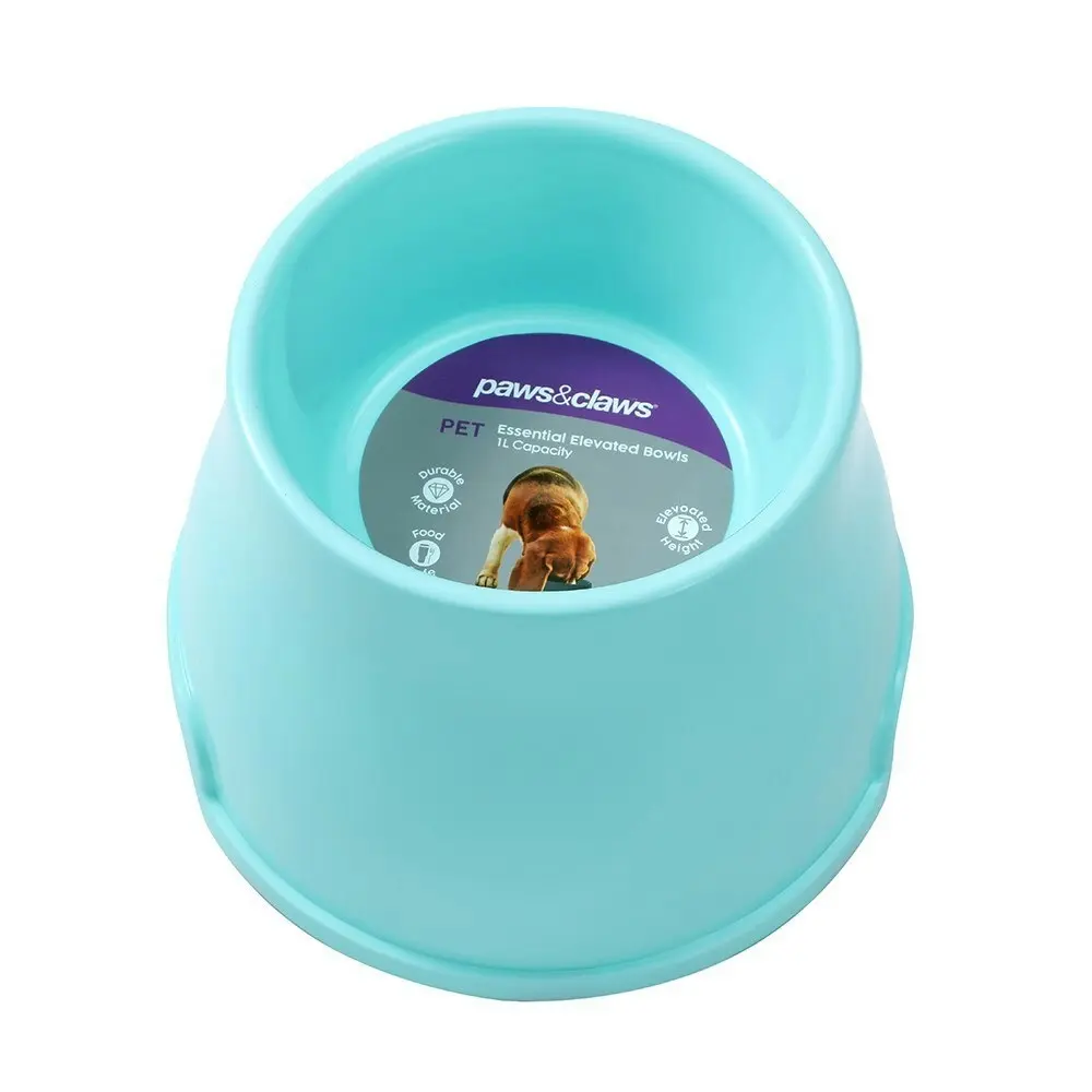 2x Paws & Claws Pet/Dog Essentials 23cm/1L Elevated Feeding Bowl Large Assorted