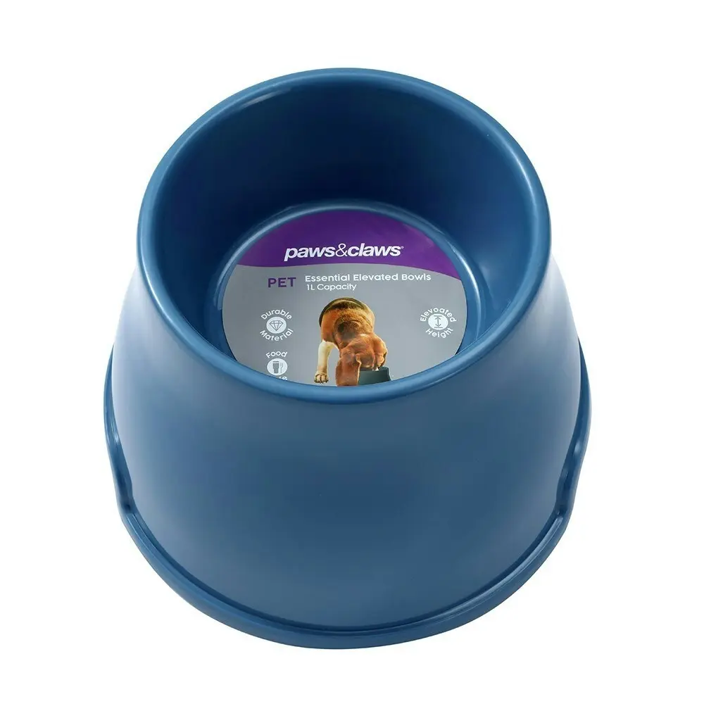 2x Paws & Claws Pet/Dog Essentials 23cm/1L Elevated Feeding Bowl Large Assorted