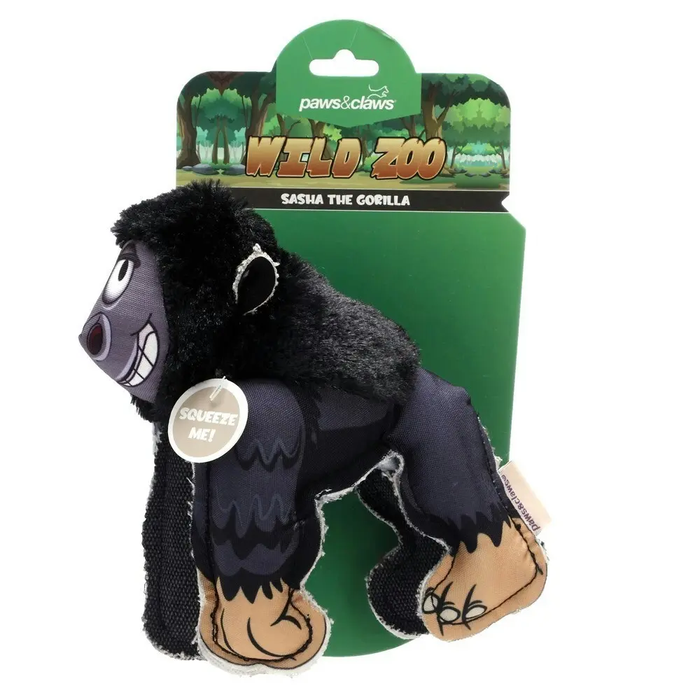 Paws & Claws 24cm Wild Zoo Animalz Oxford Dog/Pet Interactive Squeker Toy ASST