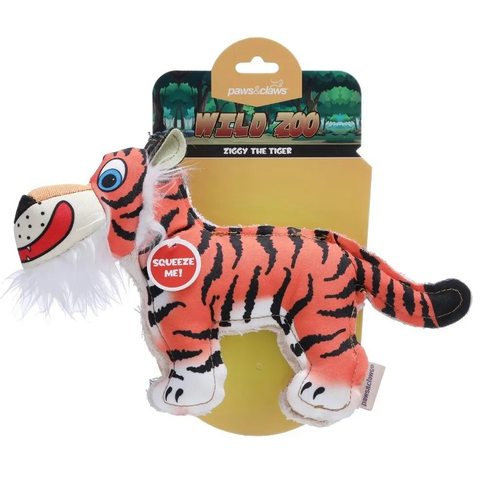 Paws & Claws 24cm Wild Zoo Animalz Oxford Dog/Pet Interactive Squeker Toy ASST