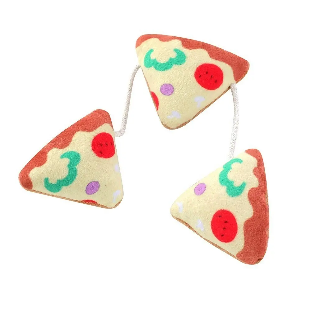 3x Paws & Claws Pet/Cat Plush Pizza Dangler Interactive Toy w/Crinkle & Catnip