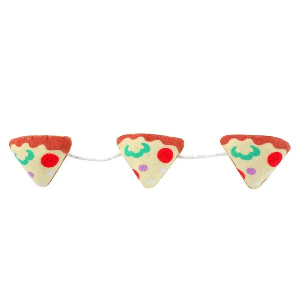 3x Paws & Claws Pet/Cat Plush Pizza Dangler Interactive Toy w/Crinkle & Catnip