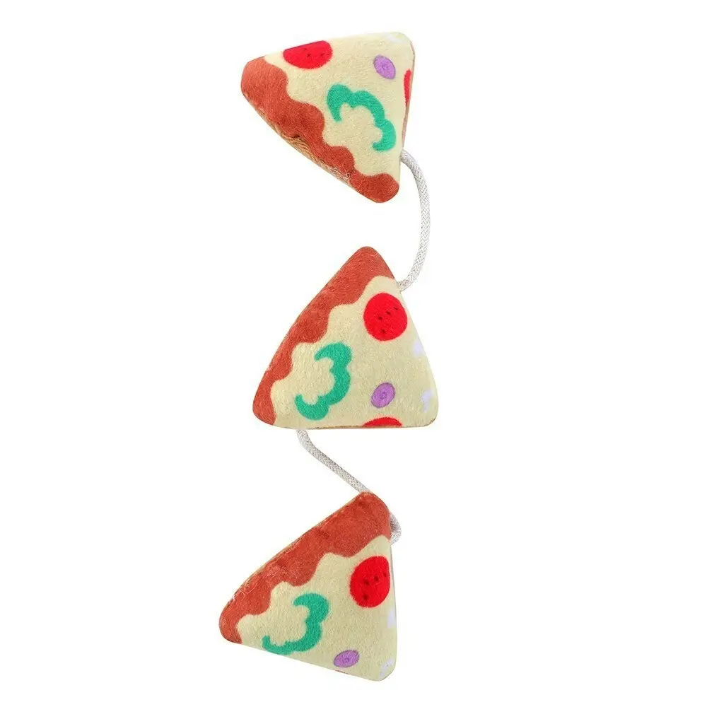 3x Paws & Claws Pet/Cat Plush Pizza Dangler Interactive Toy w/Crinkle & Catnip