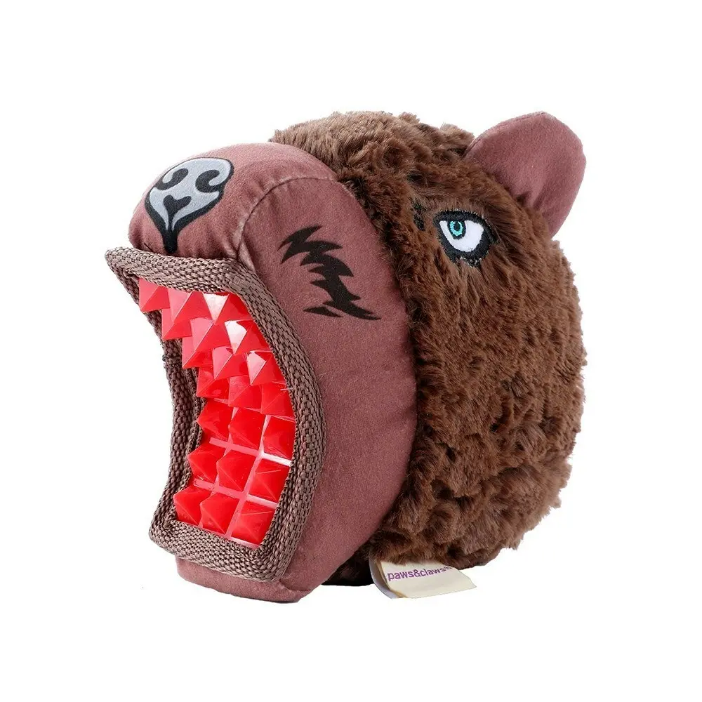 Paws & Claws 17cm Big Biter Grizzly Bear TPR/Plush Pet Playing Toy w/ Squeaker