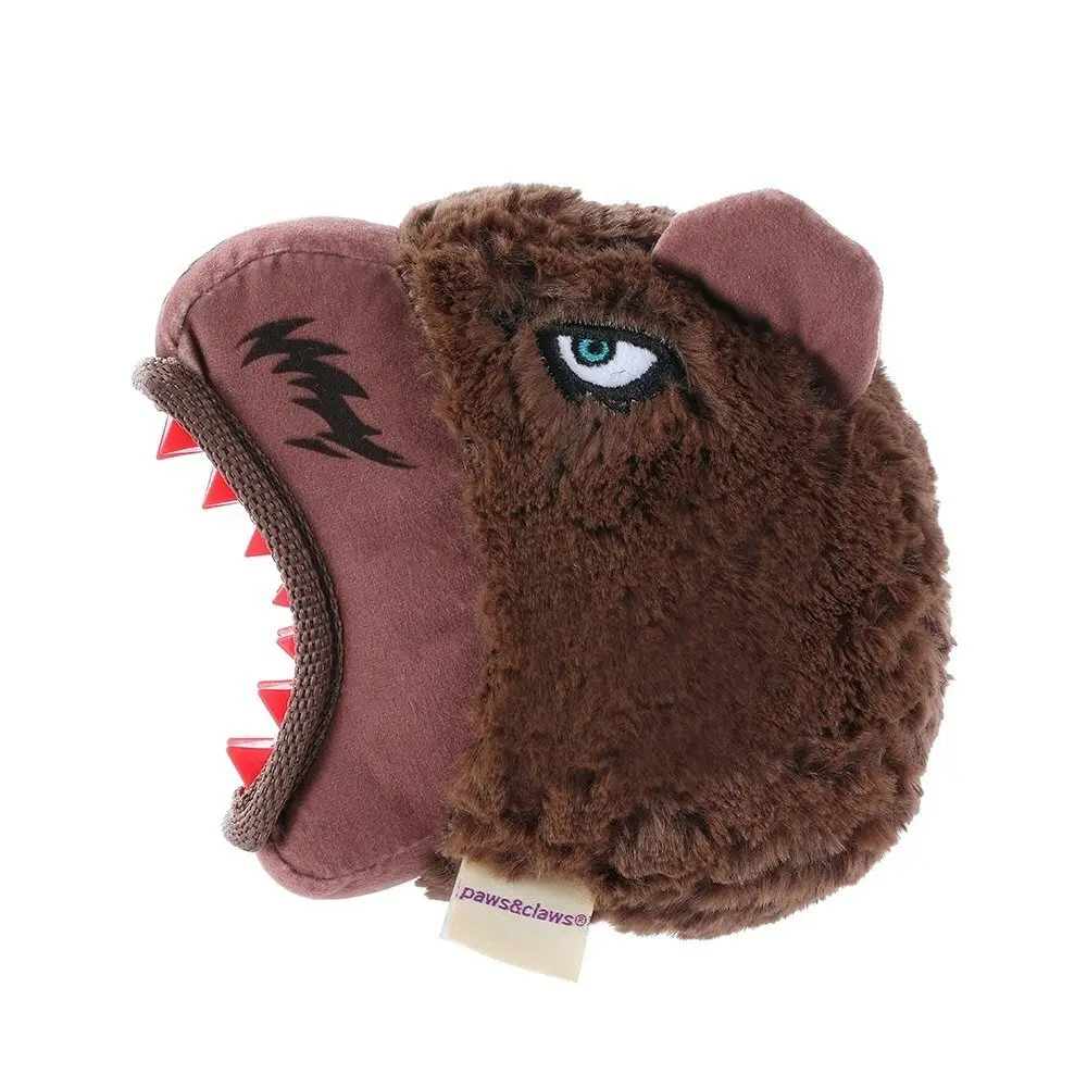 Paws & Claws 17cm Big Biter Grizzly Bear TPR/Plush Pet Playing Toy w/ Squeaker