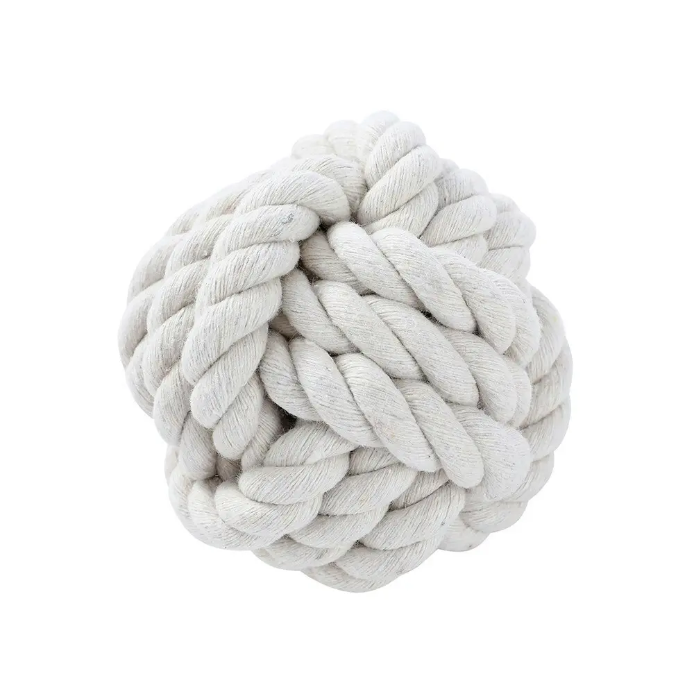 2x Paws & Claws Pet 7.5cm Eco Rope Knotted Ball Interactive  Dog Chew Toy White