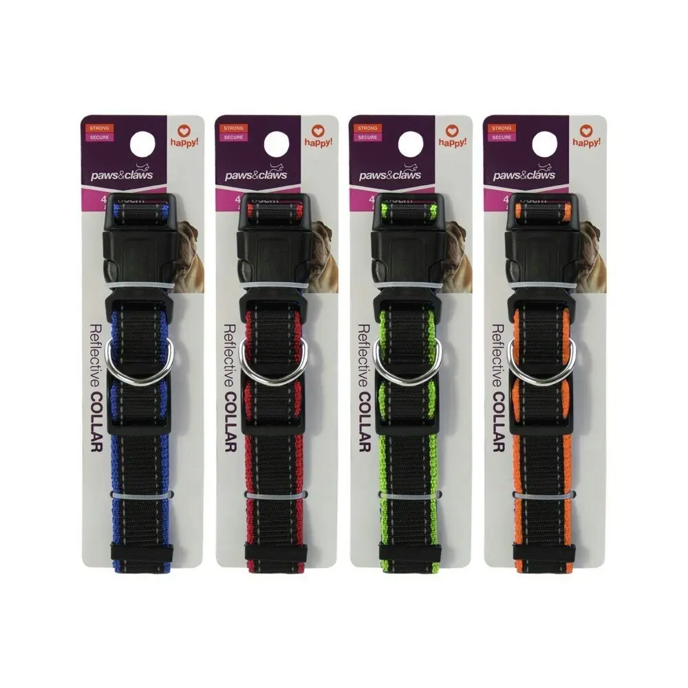 Paws & Claws 60cm Premium Reflective Edge Adjustable Pet/Dog Collar Assorted