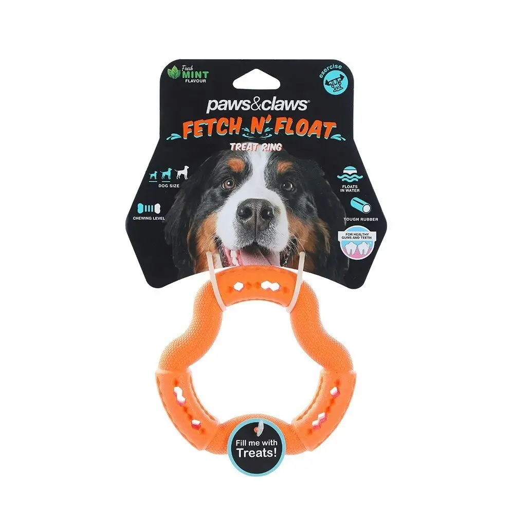 3x Paws & Claws 12.3x12.3x3.1cm Fetch N' Play Treat Ring Dog/Pet Rubber Toy ASST