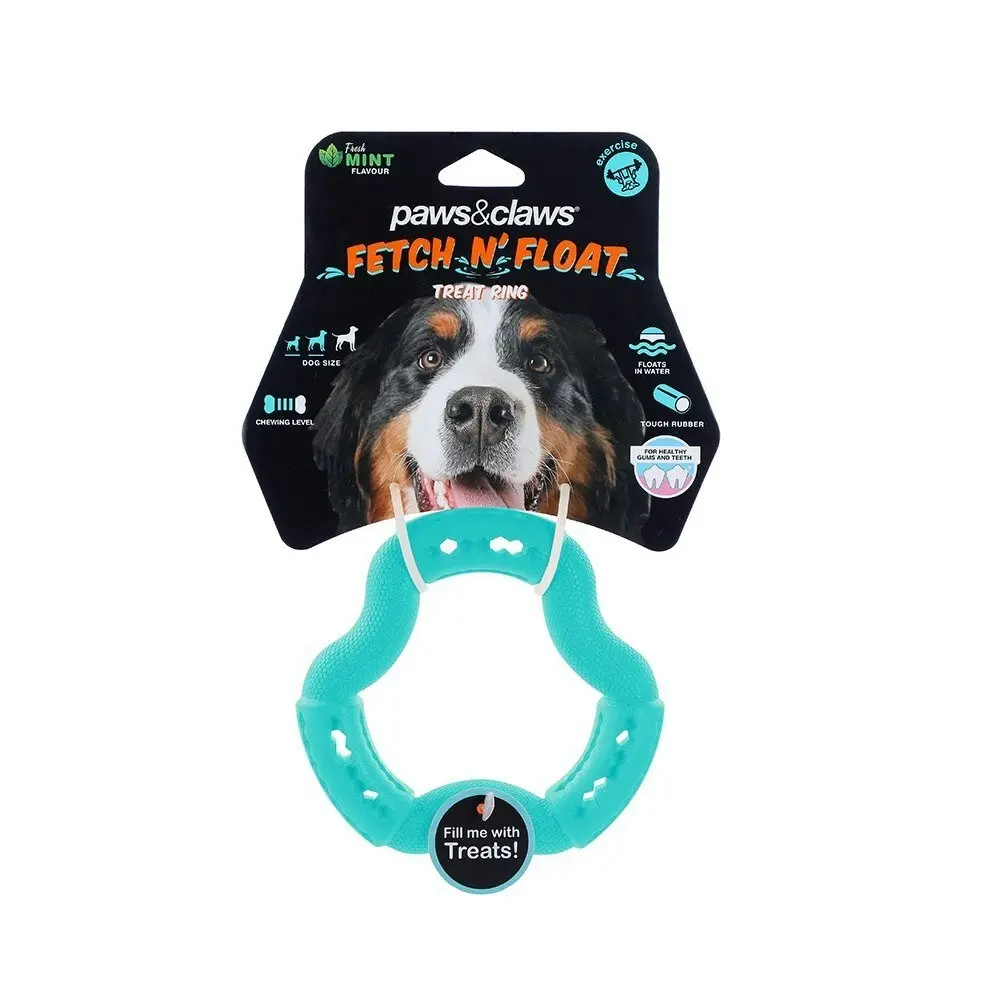 3x Paws & Claws 12.3x12.3x3.1cm Fetch N' Play Treat Ring Dog/Pet Rubber Toy ASST