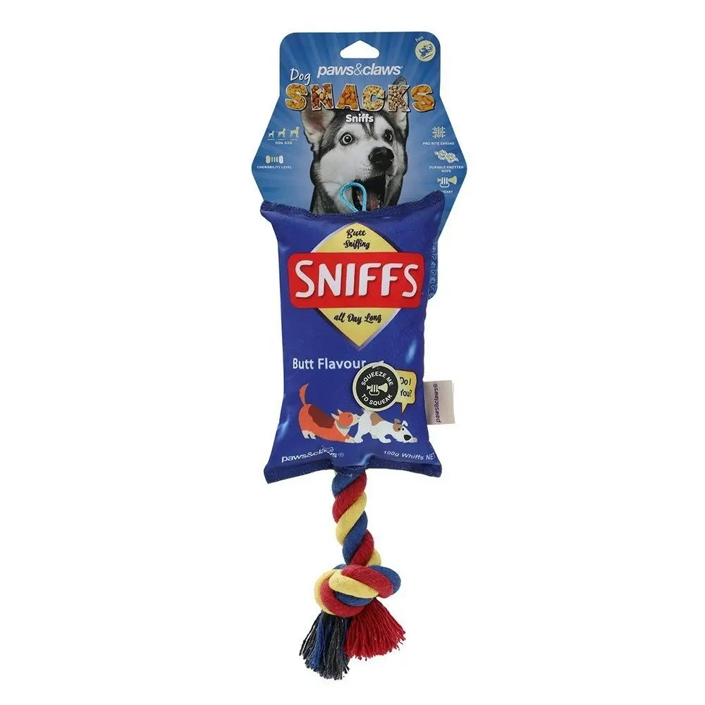 2x Paws & Claws Dog/Pet 38cm Sniffs Chips Snacks Oxford Tugger Toy w/ Rope Asst