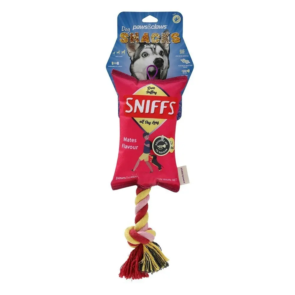 2x Paws & Claws Dog/Pet 38cm Sniffs Chips Snacks Oxford Tugger Toy w/ Rope Asst