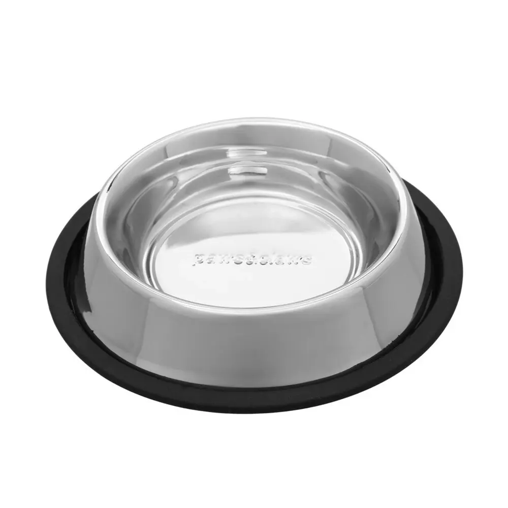 Paws & Claws 400ml Stainless Steel Pet Dog/Cat Drinking/Meal Anti-Skid Bowl BLK