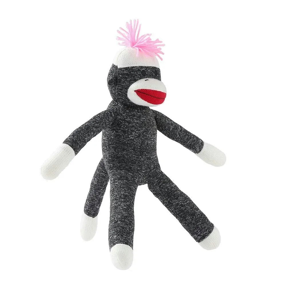 Paws & Claws 45cm Sock Monkey Animal Soft Plush Toy w/ Squeaker For Dog/Pet Grey