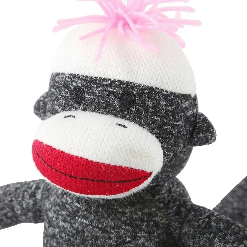 Paws & Claws 45cm Sock Monkey Animal Soft Plush Toy w/ Squeaker For Dog/Pet Grey