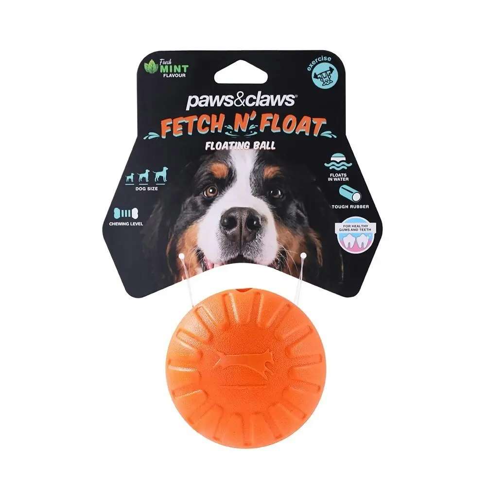 2PK Paws & Claws 9cm Fetch N' Play Pet Dog Chewing/Bite Toy Play TPR Ball Orange