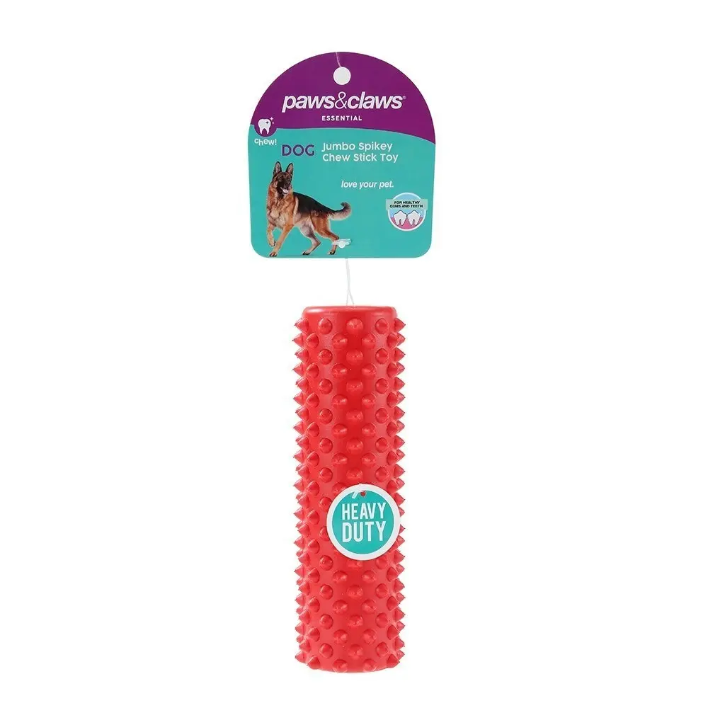 3x Paws & Claws 17.5cm Heavy Duty TPR Pet Toy Jumbo Spikey Chew Stick Assorted