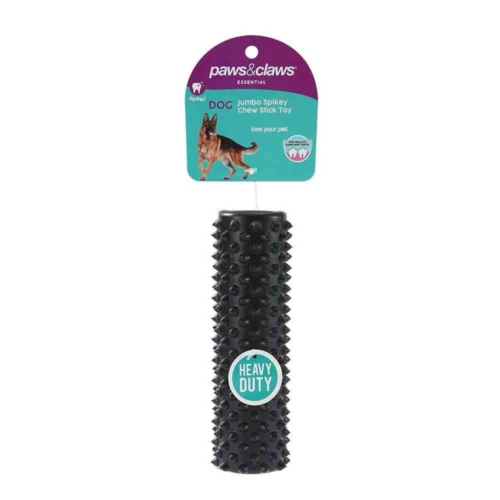 3x Paws & Claws 17.5cm Heavy Duty TPR Pet Toy Jumbo Spikey Chew Stick Assorted